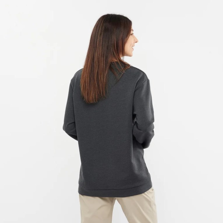 Dark Grey Salomon Outlife Logo Summer Heather Women's Sweatshirt | IE MW7625